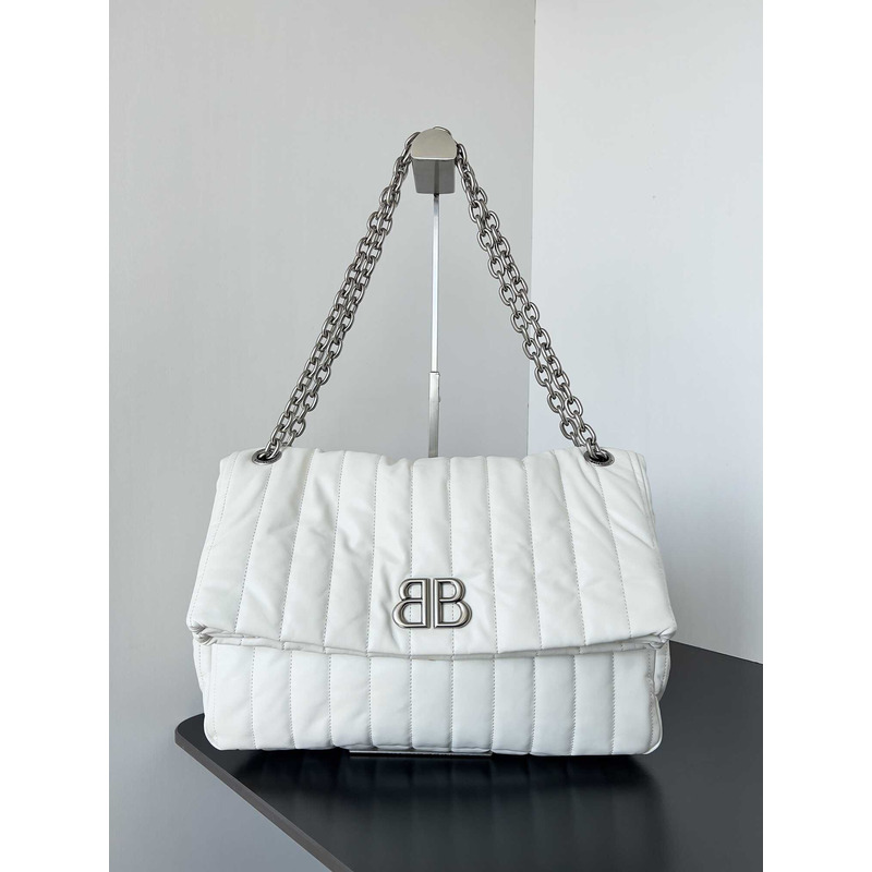 Ba*len*cia*ga  women\''s monaco medium chain bag quilted in white