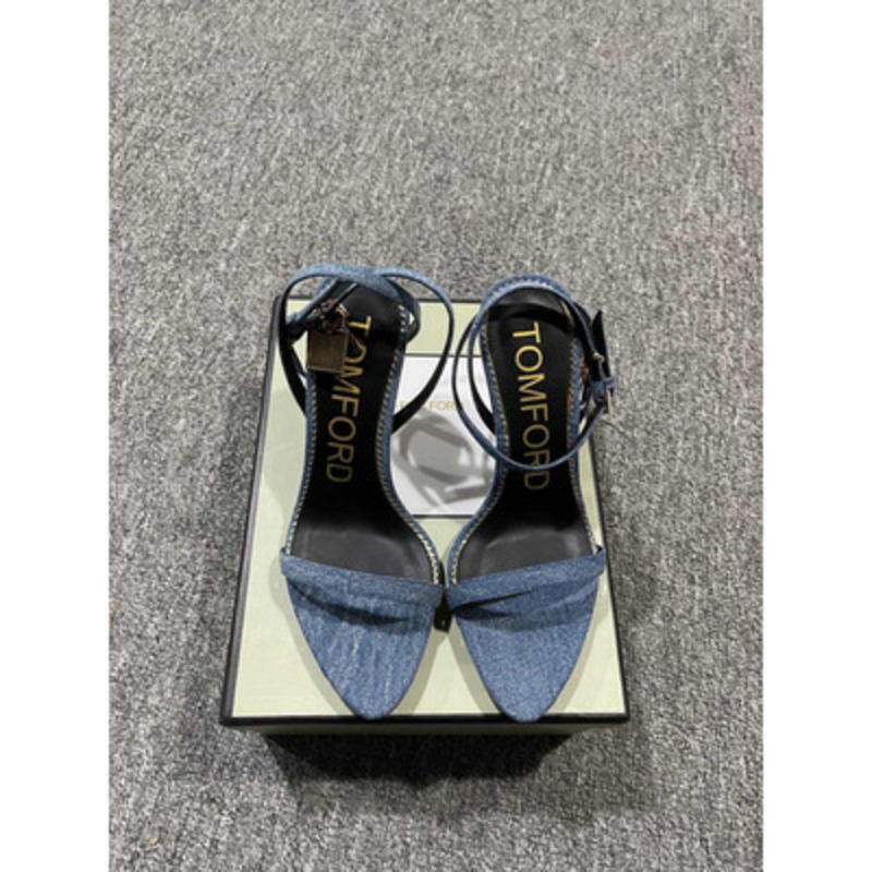 Tom Ford Padlock Pointy Naked Sandals Heels Blue