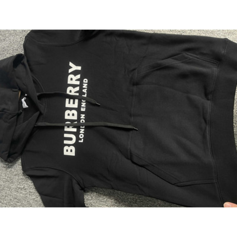 B**rry logo print cotton hoodie black