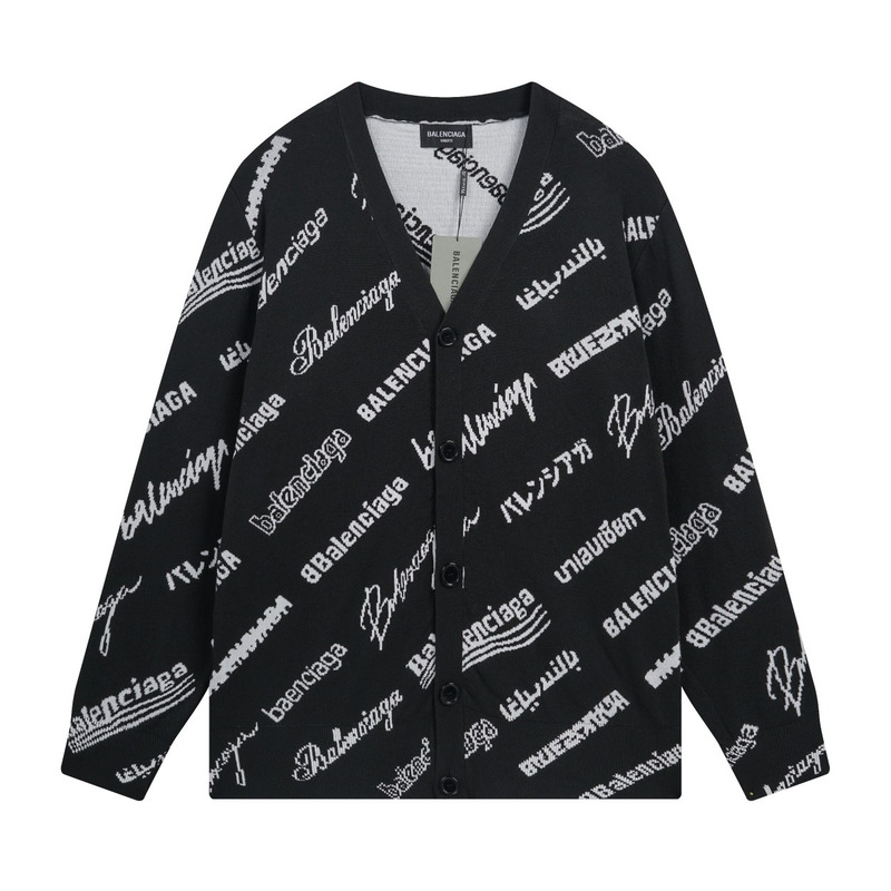 Ba*len*cia*ga logomania all over cardigan in black