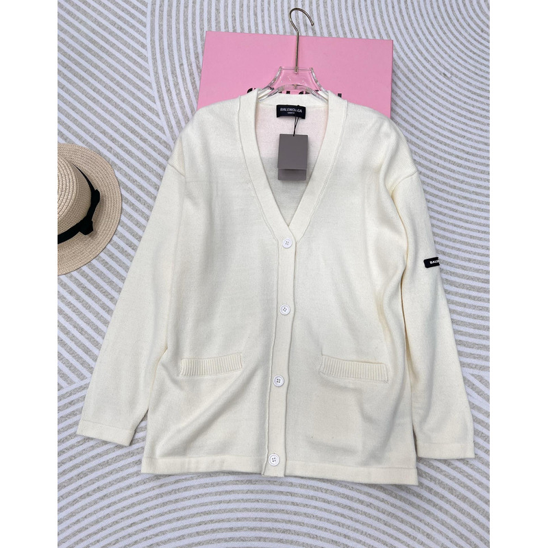 Ba*len*cia*ga v-neck knitted cardigan white