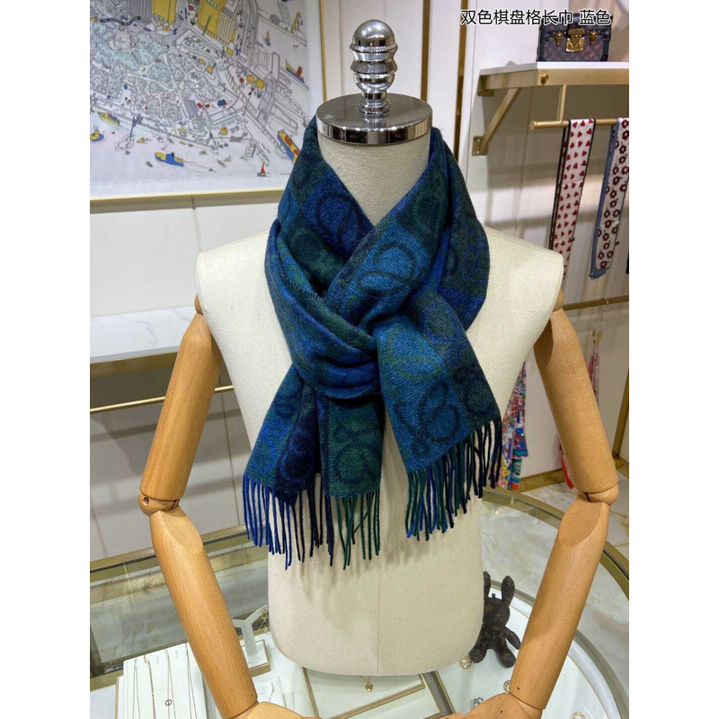 Loewe Anagram Wool And Cashmere Scarf Blue