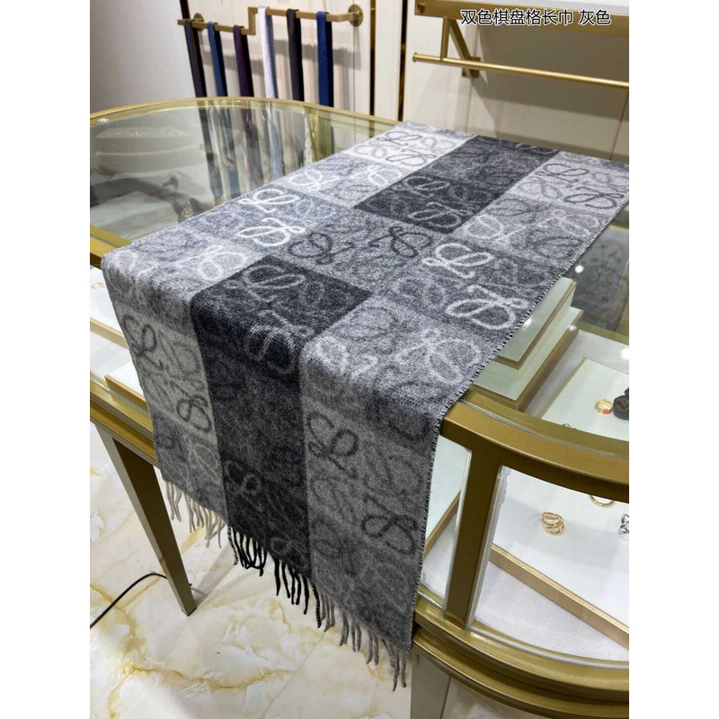 Loewe Anagram Wool And Cashmere Scarf Black & White