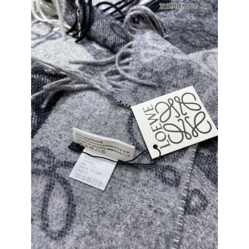 Loewe Anagram Wool And Cashmere Scarf Black & White