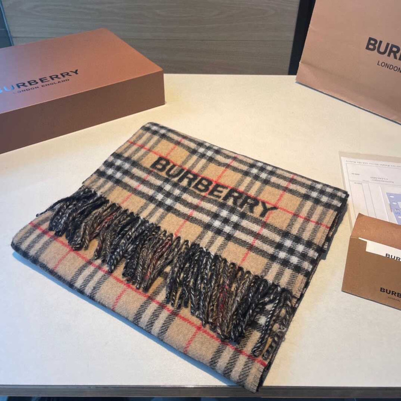 B**rry reversible check cashmere scarf archive beige