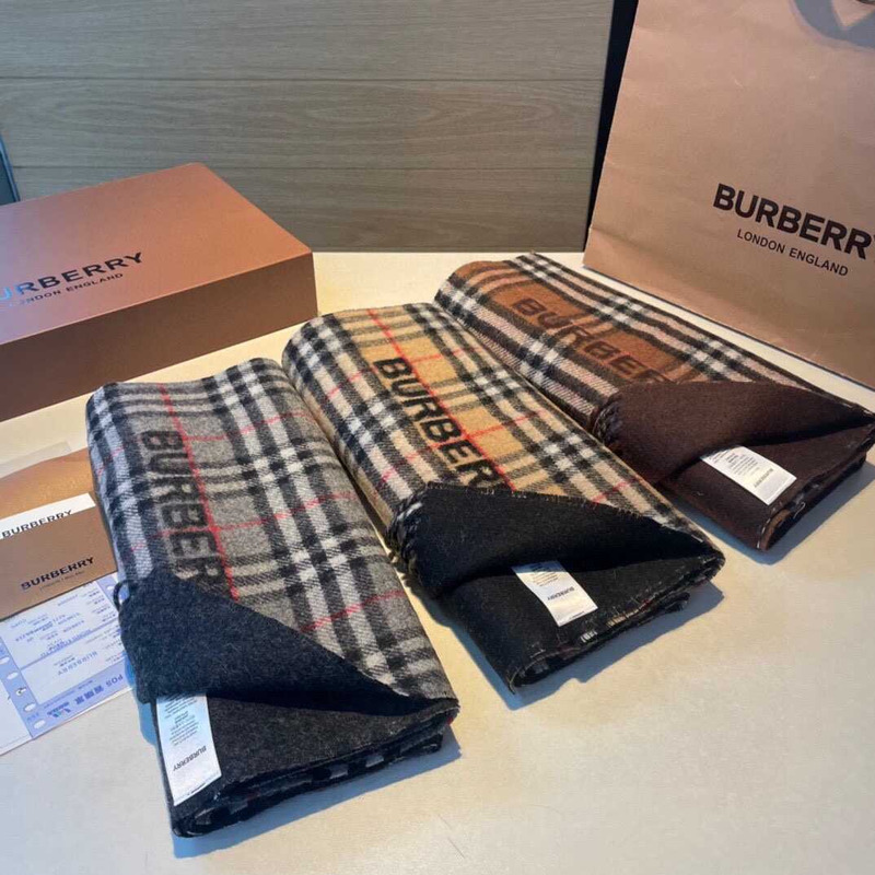 B**rry reversible check cashmere scarf grey