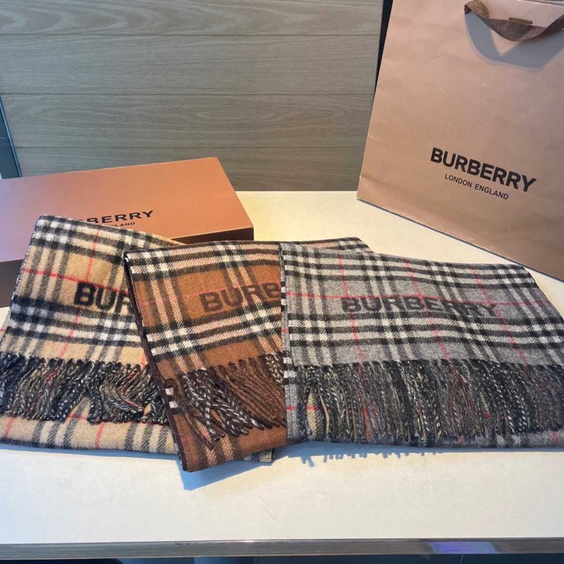 B**rry  reversible check cashmere scarf brown