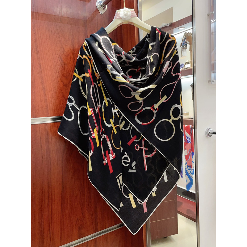 H**mes silk scarf black