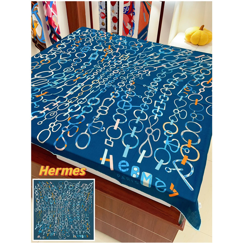 H**mes silk scarf blue