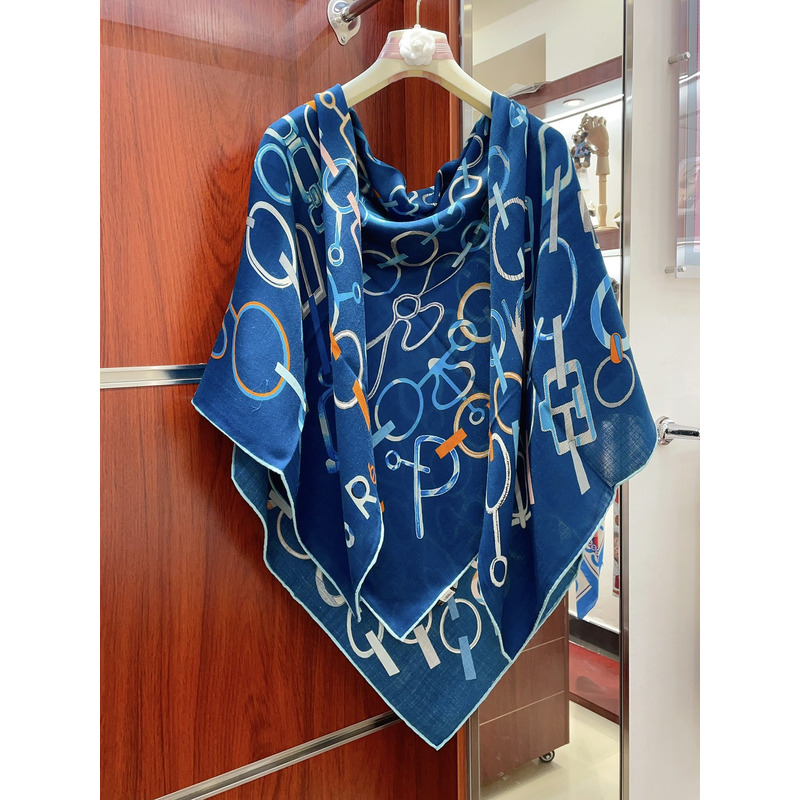 H**mes silk scarf blue