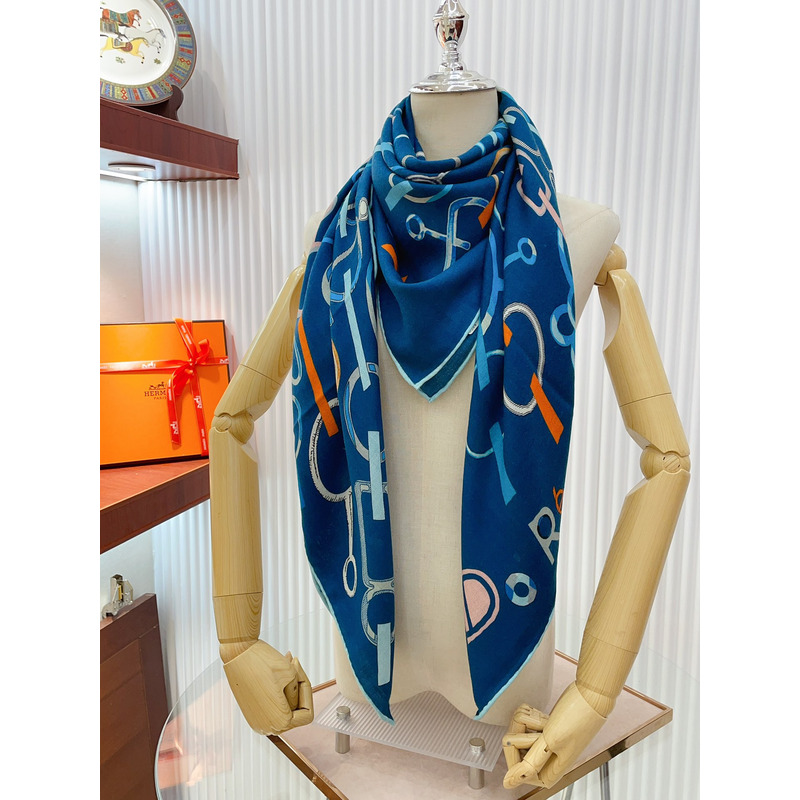 H**mes silk scarf blue