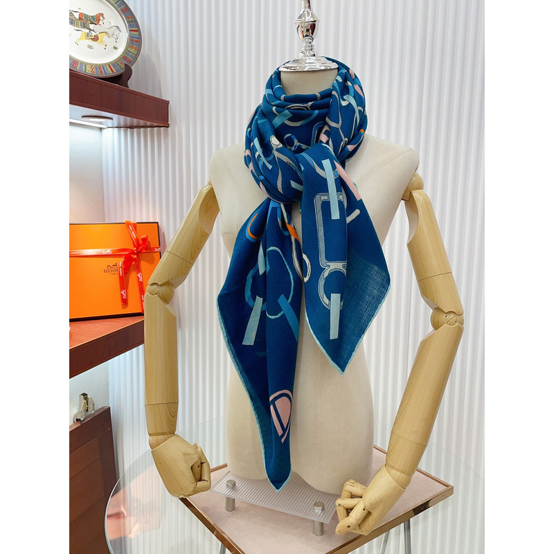 H**mes silk scarf blue