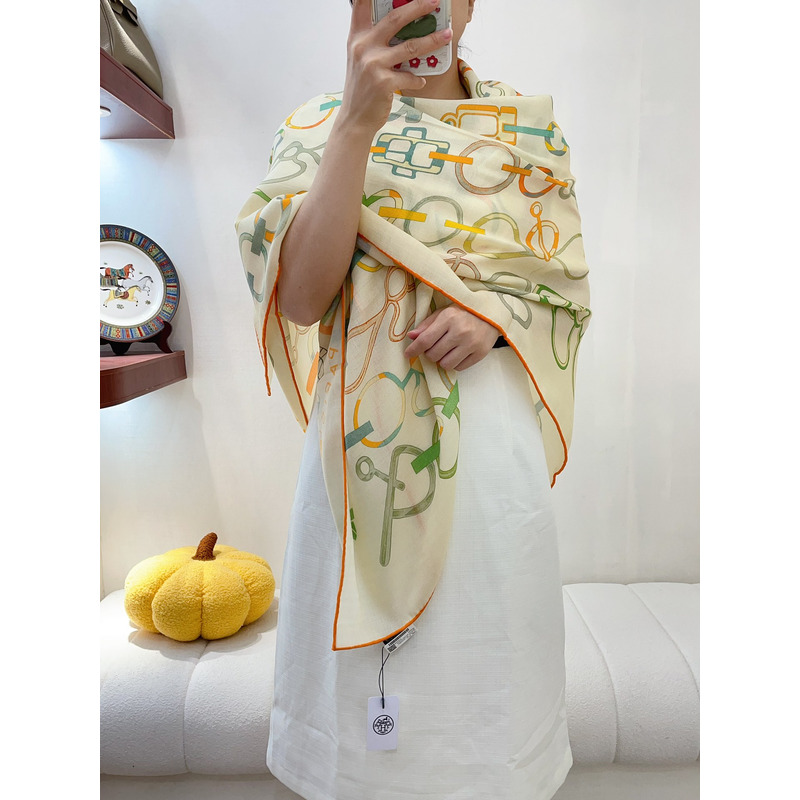 H**mes silk scarf yellow