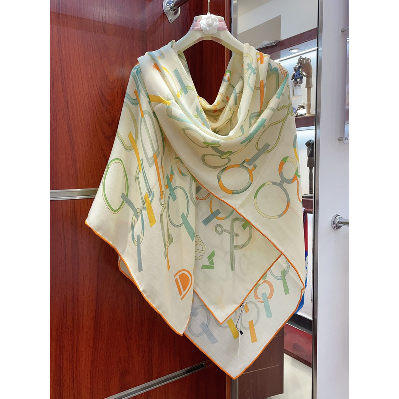 H**mes silk scarf yellow