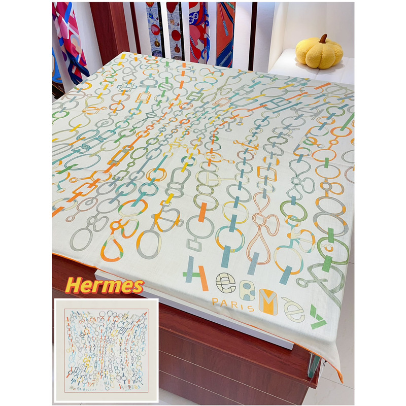 H**mes silk scarf yellow