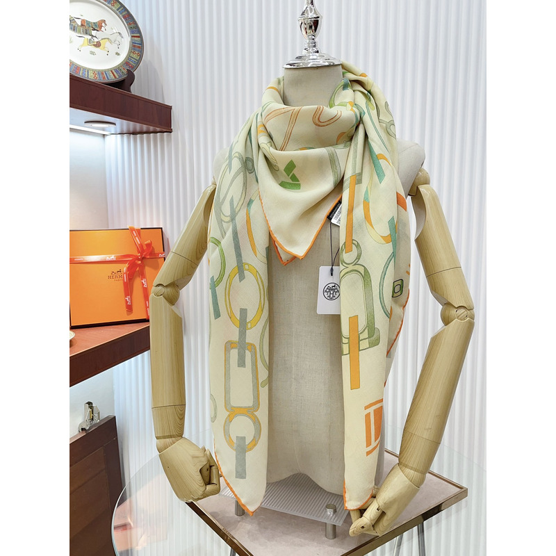 H**mes silk scarf yellow