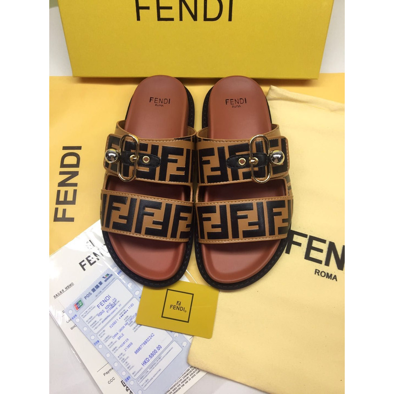 F**di feel ff print sandal brown