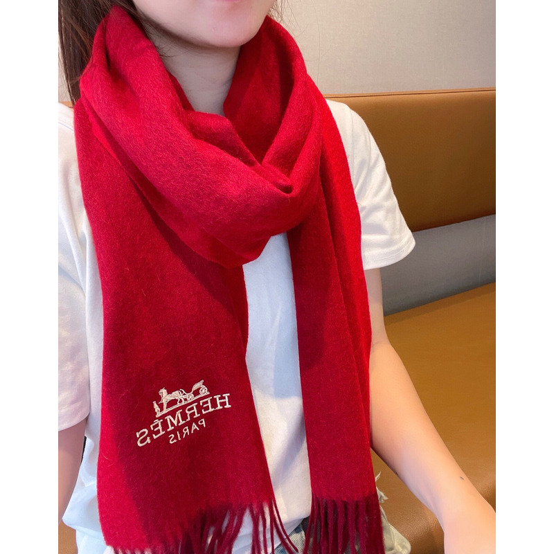 H**mes wool scarf red