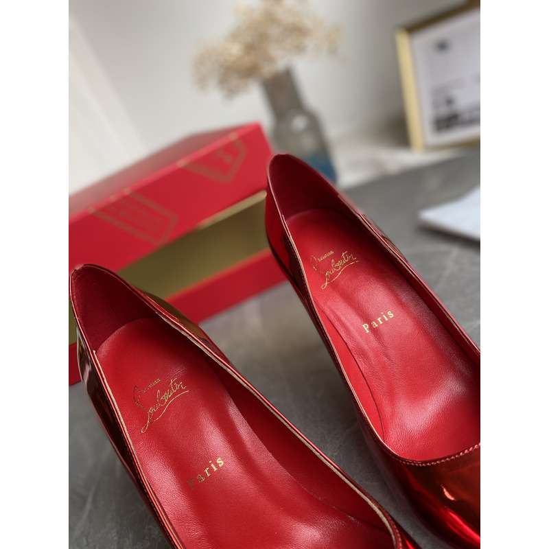 Ch**an louboutin kate patent pointed-toe red sole high-heel pumps