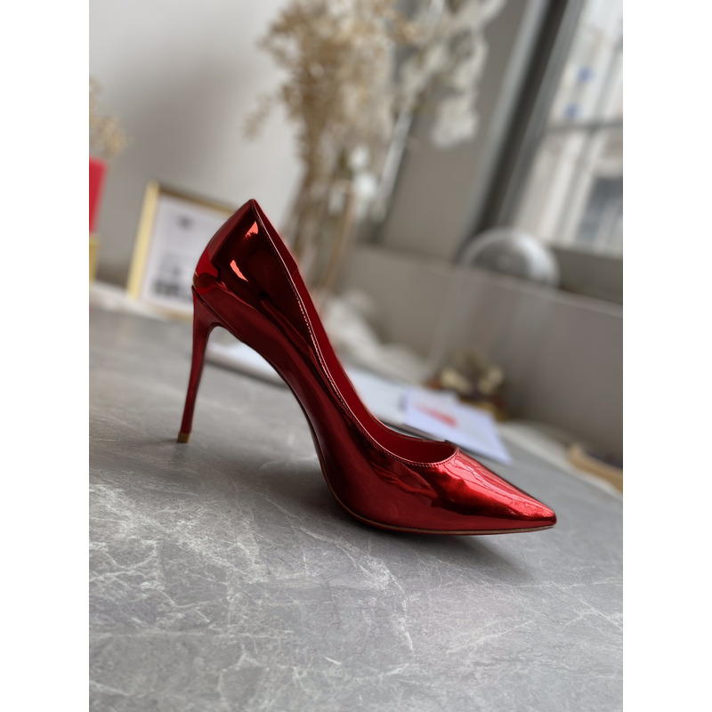 Ch**an louboutin kate patent pointed-toe red sole high-heel pumps