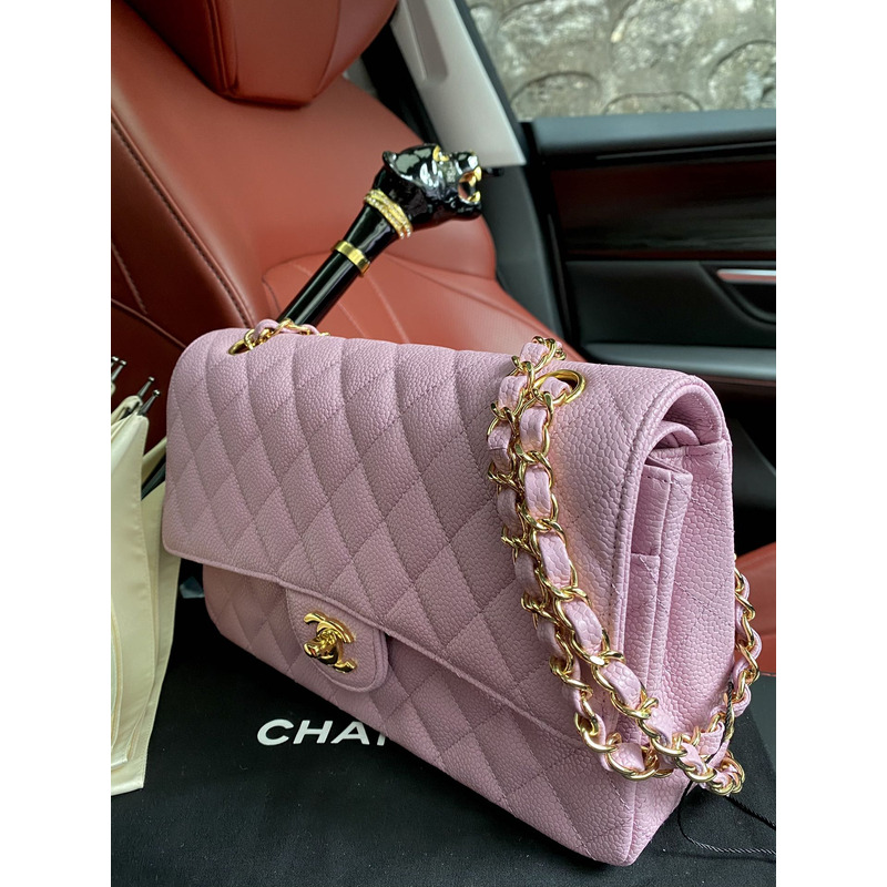 Ch*el double flap medium shoulder bag purple