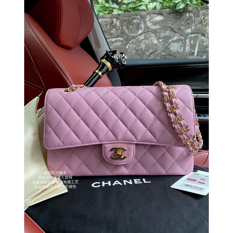 Ch*el double flap medium shoulder bag purple