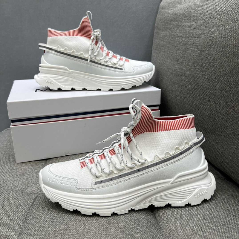 Moncler High Top Sneakers White Pink