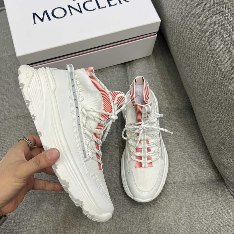 Moncler High Top Sneakers White Pink