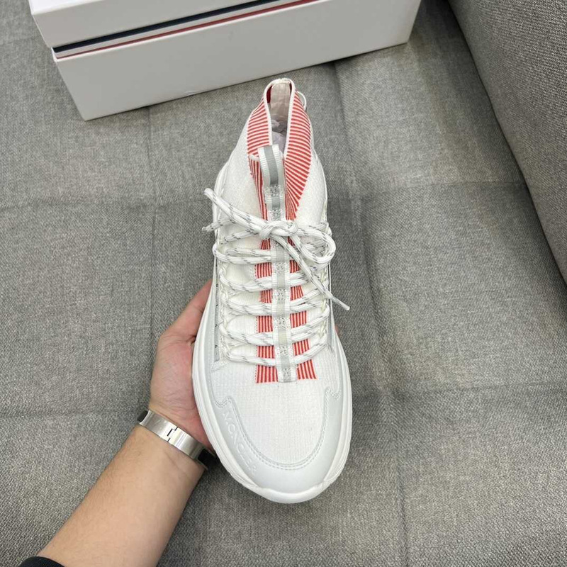 Moncler High Top Sneakers White Pink