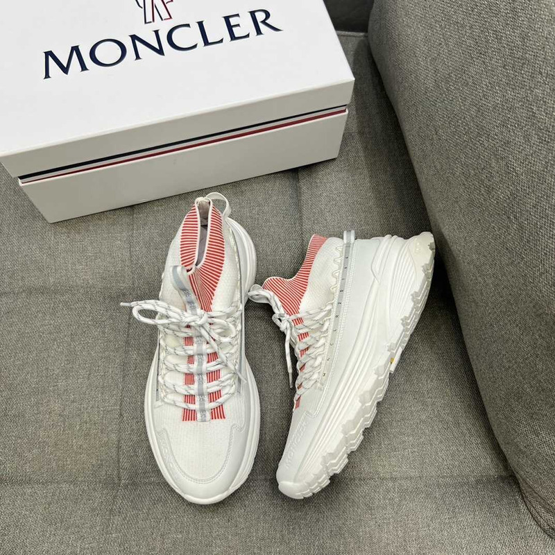 Moncler High Top Sneakers White Pink