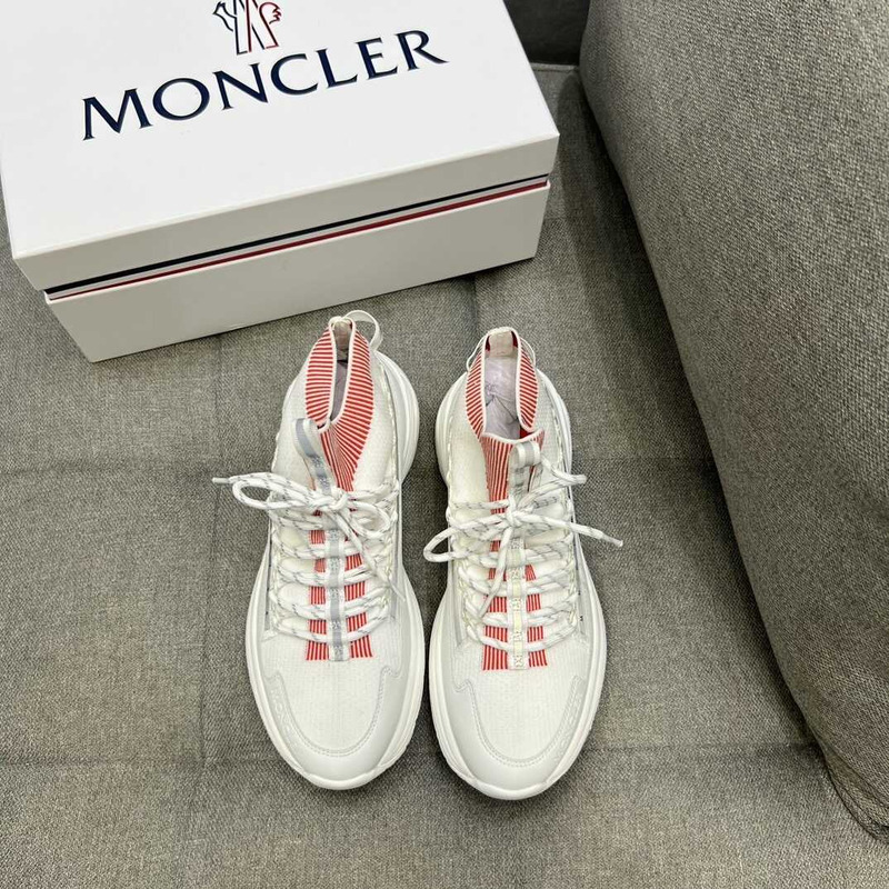 Moncler High Top Sneakers White Pink