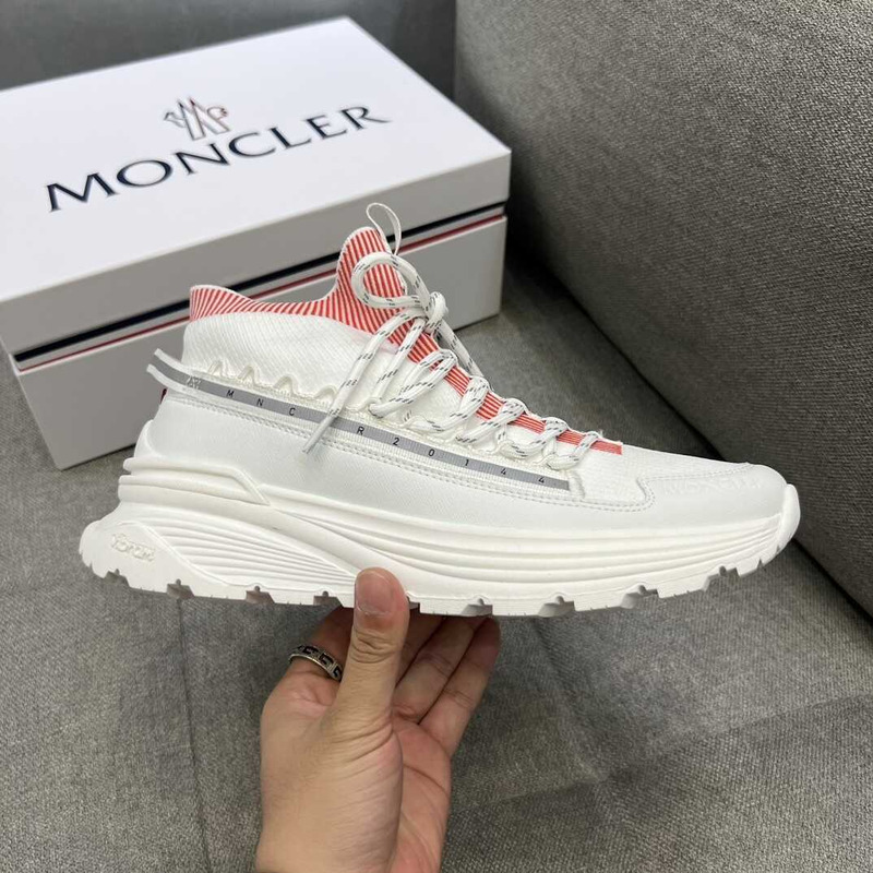 Moncler High Top Sneakers White Pink