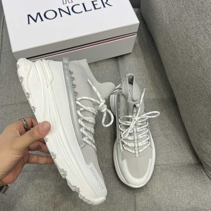 Moncler High Top Sneakers White Grey