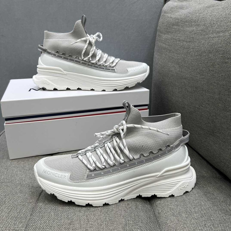 Moncler High Top Sneakers White Grey