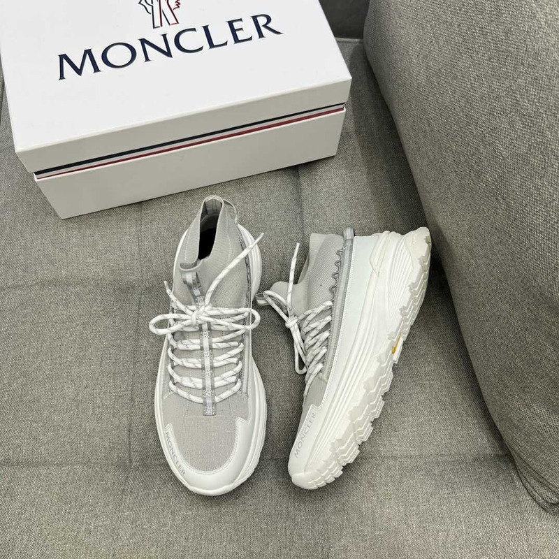 Moncler High Top Sneakers White Grey