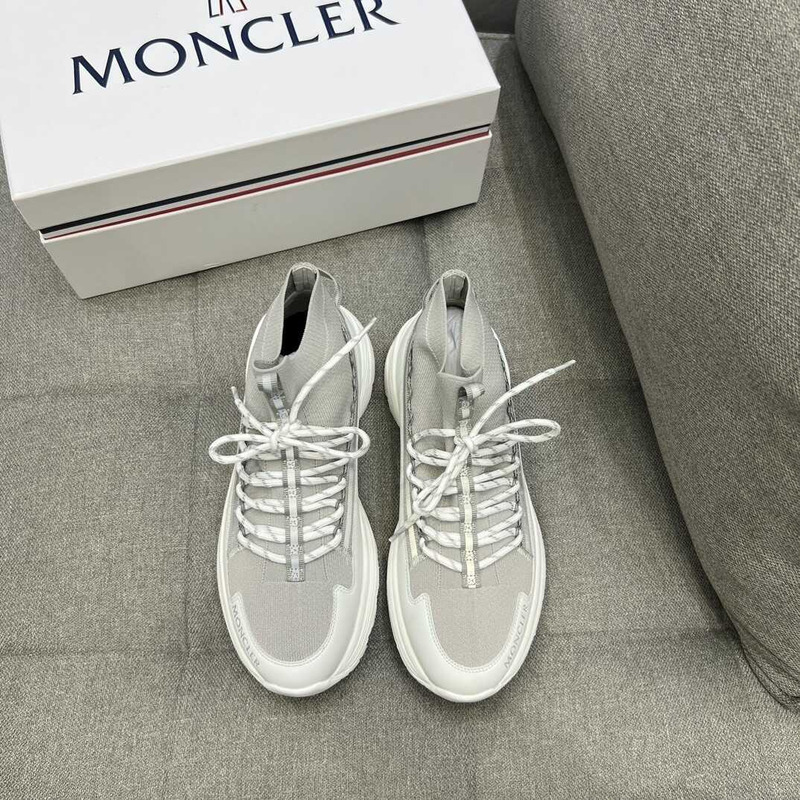 Moncler High Top Sneakers White Grey