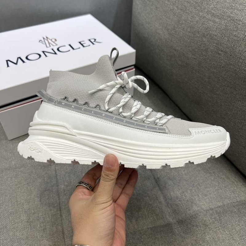 Moncler High Top Sneakers White Grey