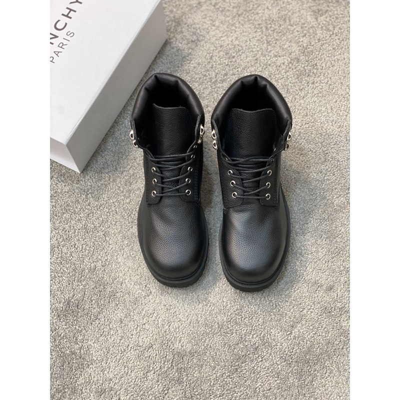 Givenchy Trekker Polish Leather Ankle Workboots In Black