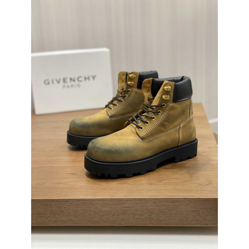 GivenchyTrekker Ankle Workboots In Suede Khaki Green/Black