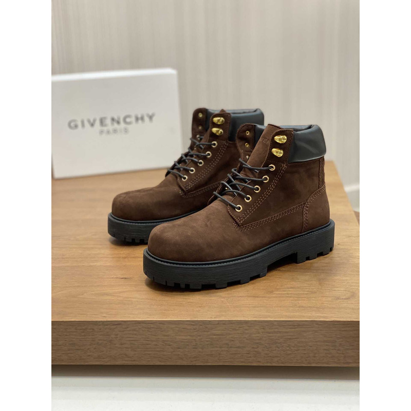 Givenchy Trekker Ankle Workboots In Suede Brown/Black