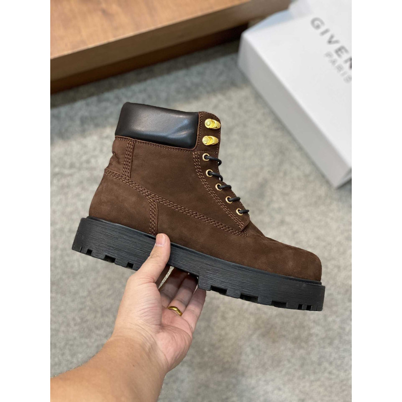 Givenchy Trekker Ankle Workboots In Suede Brown/Black