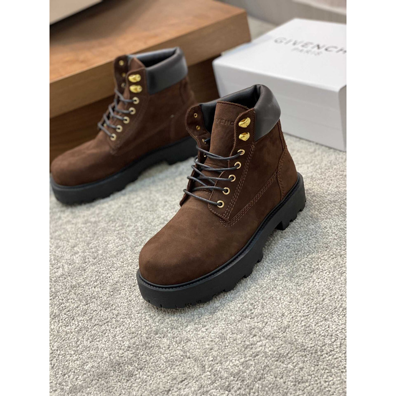 Givenchy Trekker Ankle Workboots In Suede Brown/Black