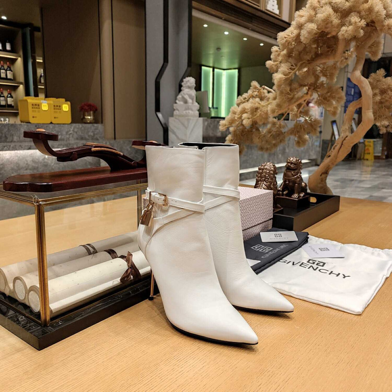 Givenchy G Lock Heeled Ankle Boots White