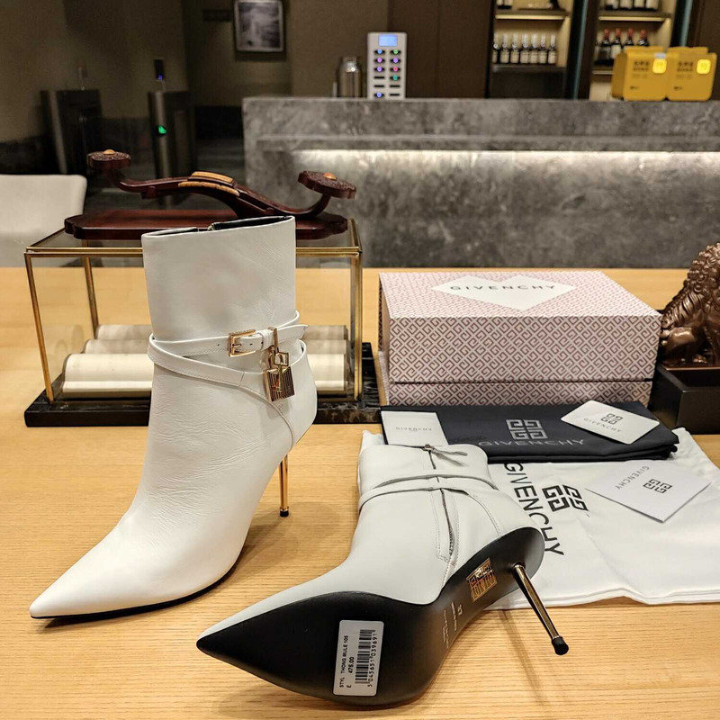 Givenchy G Lock Heeled Ankle Boots White