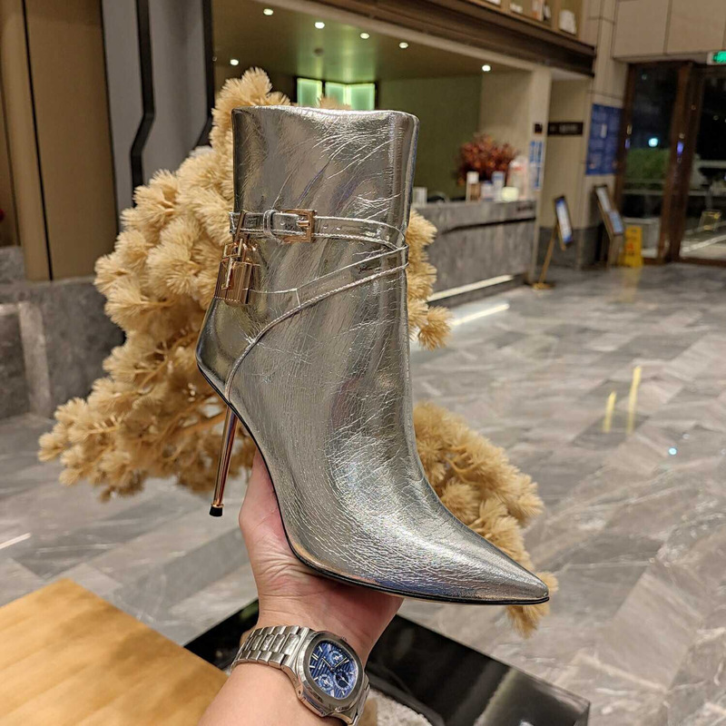 Givenchy G Lock Heeled Ankle Boots Silver