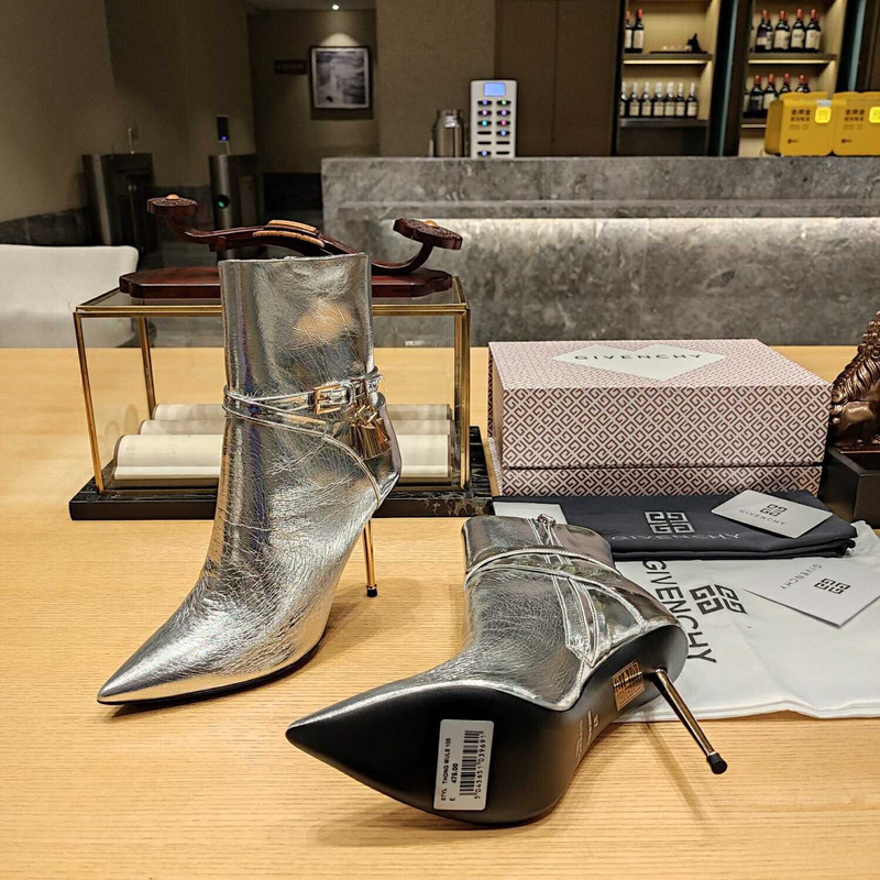 Givenchy G Lock Heeled Ankle Boots Silver