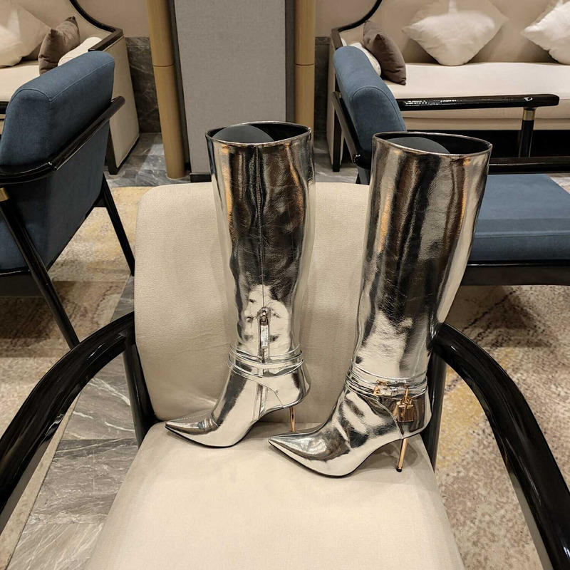 Givenchy G Cube Heeled Boots Silver