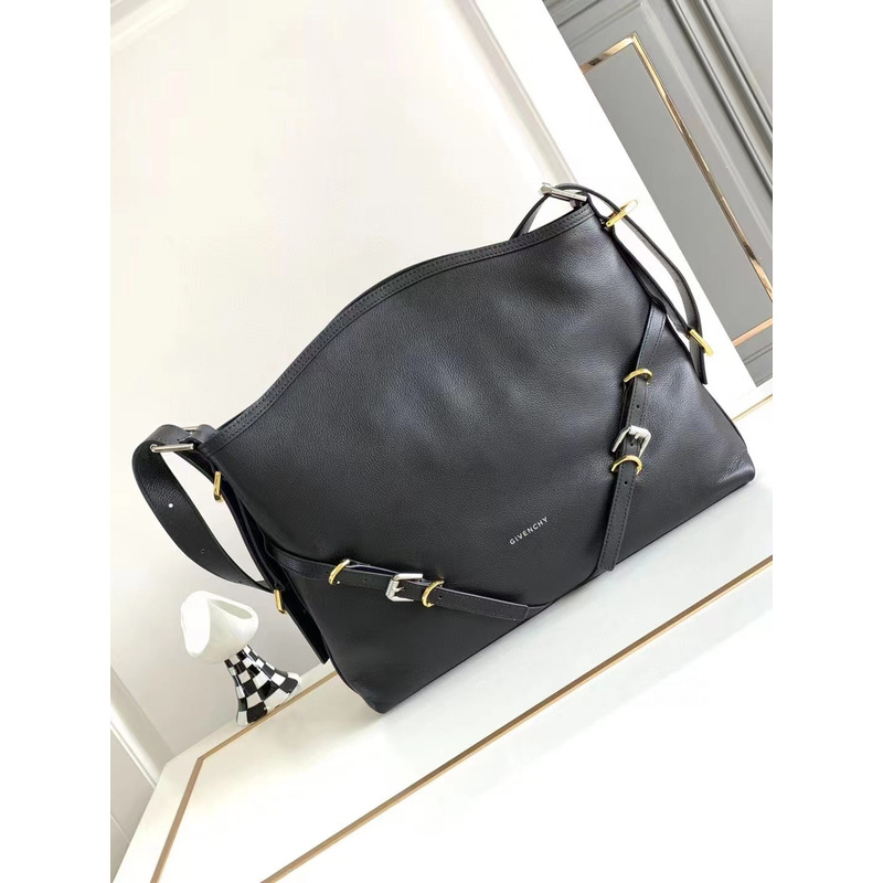 Givenchy Voyou Logo Detailed Medium Shoulder Bag Black