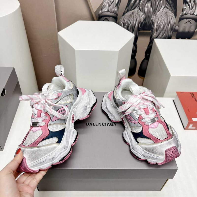 Ba*len*cia*ga cargo sneakers in white and pink