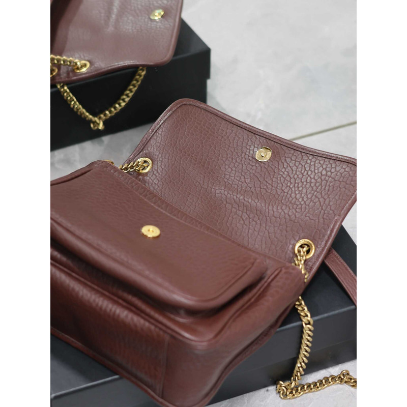 Saint Laurent Niki Medium Bag Grained Lambskin Burgundy